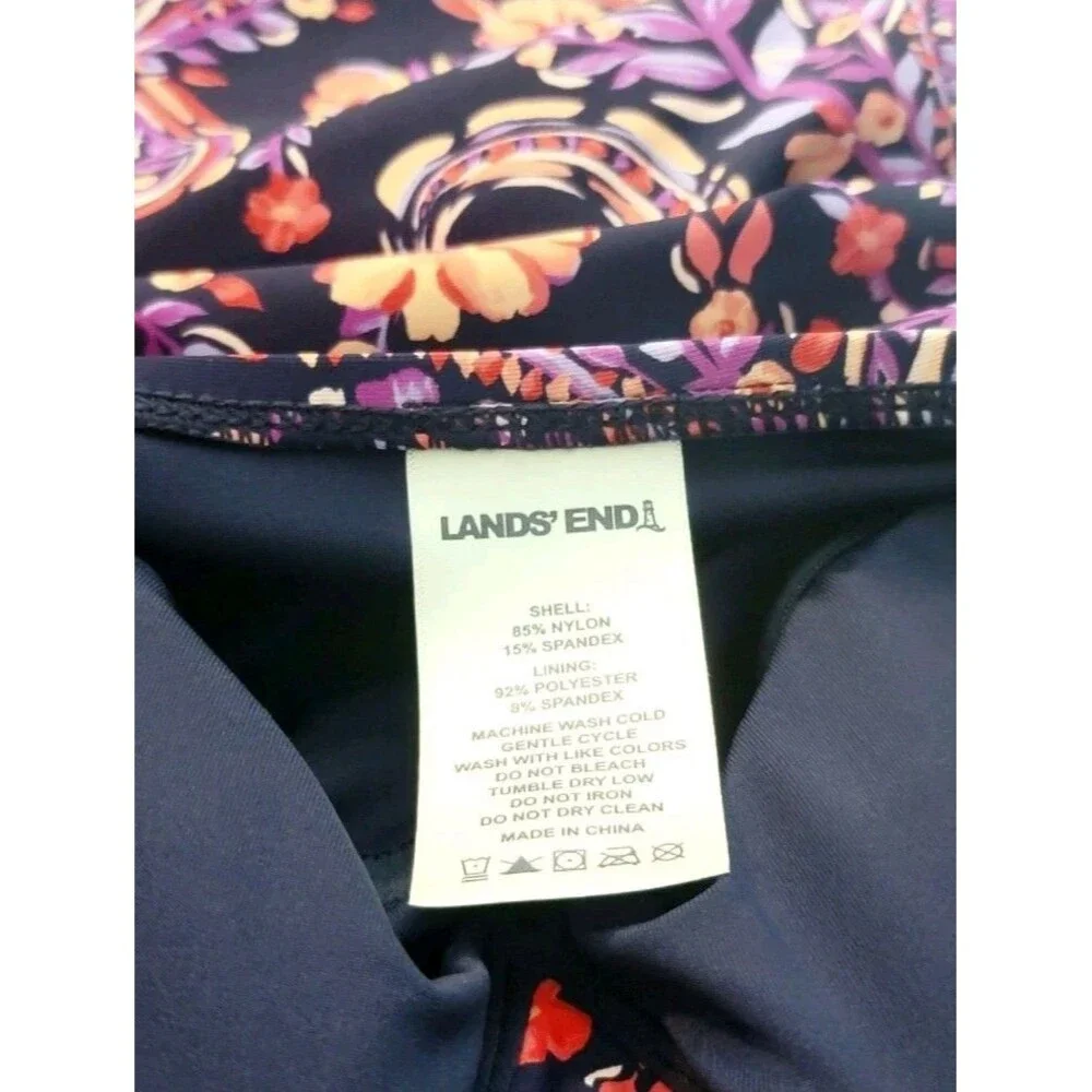 Lands End Slimming Grecian Swimsuit One-piece Purple Paisley Size S